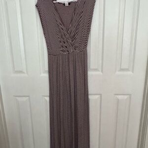 Espresso Black and White Striped Maxi Dress